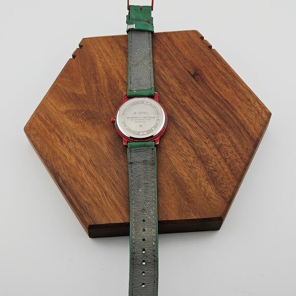 Vintage 90s Pluto Mickey Dreaming Womens Watch Red Green Christmas Santa Holiday - Picture 5 of 8